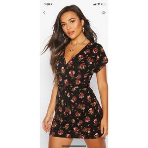 Petite floral print wrap dress